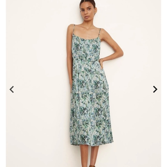 NWOT Vince Dress Painted floral camisole green midi sundress dress size L - Picture 3 of 8